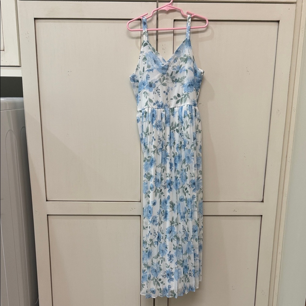 Rare Editions Blue and White Floral Dress